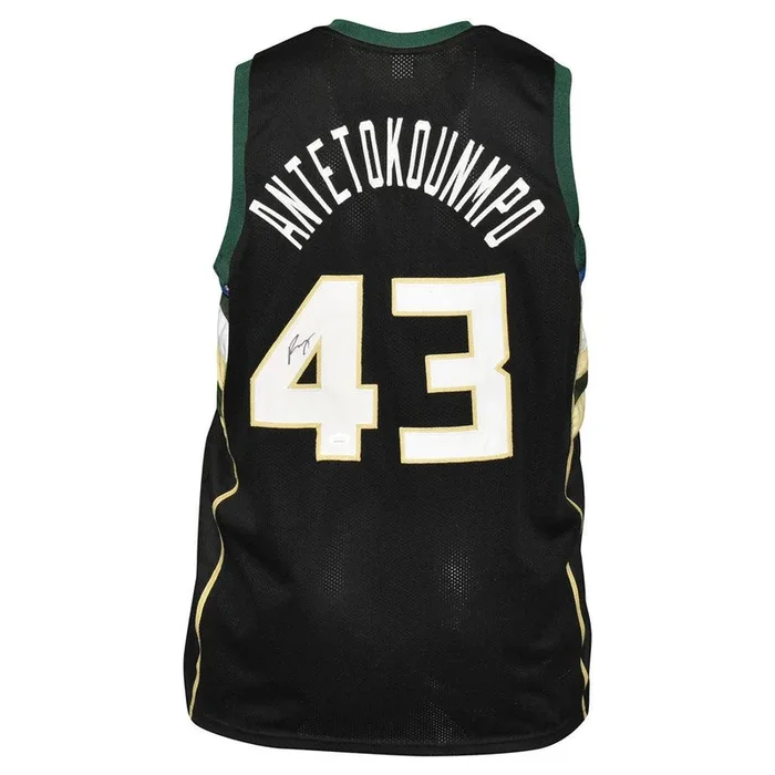 Thanasis Antetokounmpo Signed Milwaukee Black Basketball Jersey (JSA)