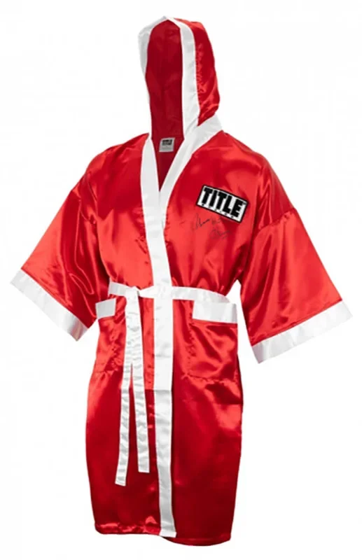 Thomas Hearns Signed Title Red With White Trim Boxing Robe w/Hitman