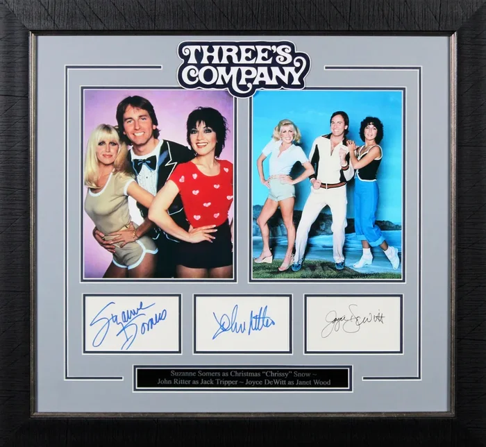 Three’s Company Ritter, Sommers & Dewitt Signed Framed Display BAS #AD04918