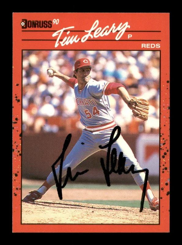 Tim Leary Autographed 1990 Donruss Card #670 Cincinnati Reds SKU #188596
