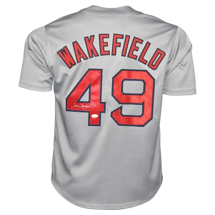 Tim Wakefield Signed Boston Grey Baseball Jersey (JSA)