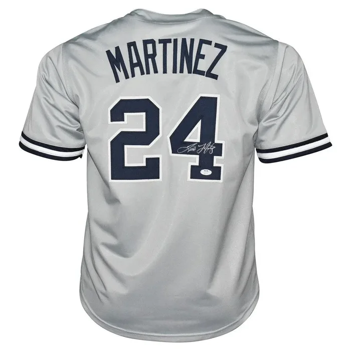 Tino Martinez Signed New York Grey Baseball Jersey (PSA)