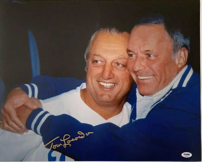 Tommy Lasorda Signed 16×20 Photo w/ Frank Sinatra PSA/DNA