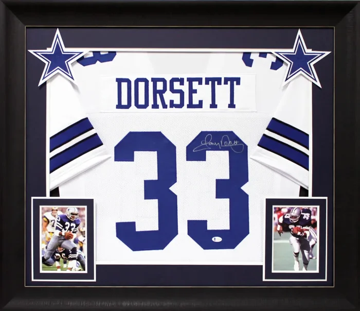 Tony Dorsett Authentic Signed White Pro Style Framed Jersey BAS Witnessed