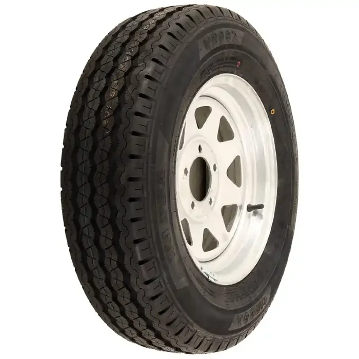Trailparts Galvanised Trailer Wheel 5×4.5in Rim and Tyre Assembly 185 R14C