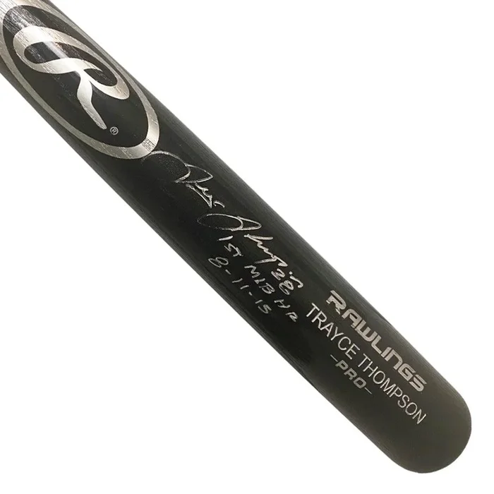 Trayce Thompson Signed First MLB Home Run Inscription Rawlings Black Baseball Bat (JSA)