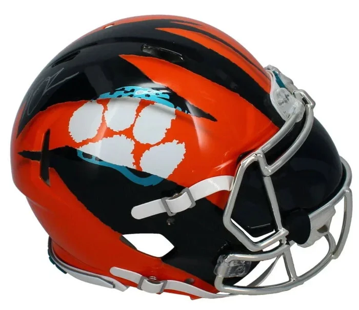 Trevor Lawrence Autographed Jacksonville Jaguars/Clemson Tigers ECC Custom “Ripped” Speed Authentic Helmet Fanatics