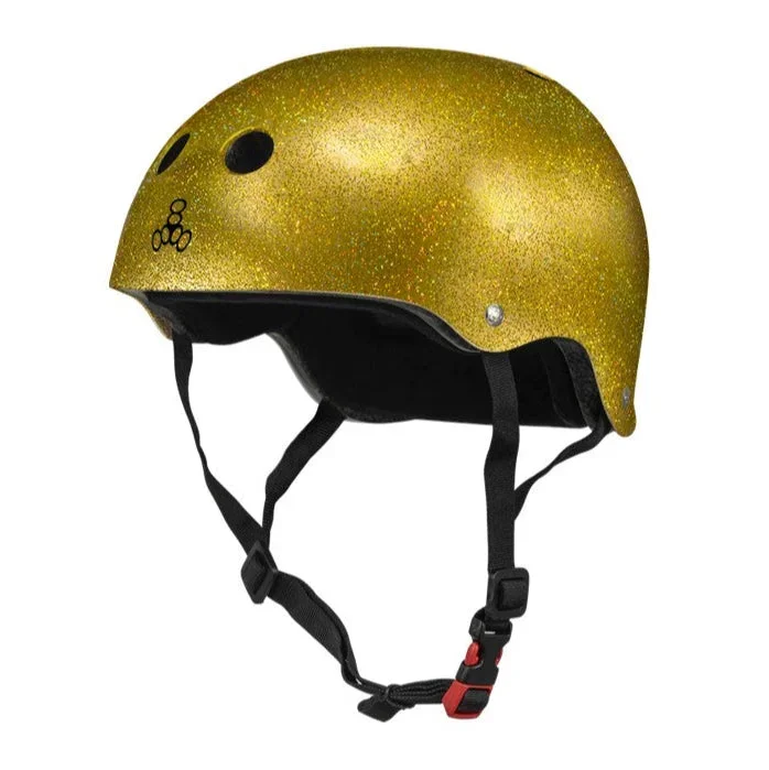 Triple 8 THE Certified Sweatsaver Skate Helmet Gold Glitter