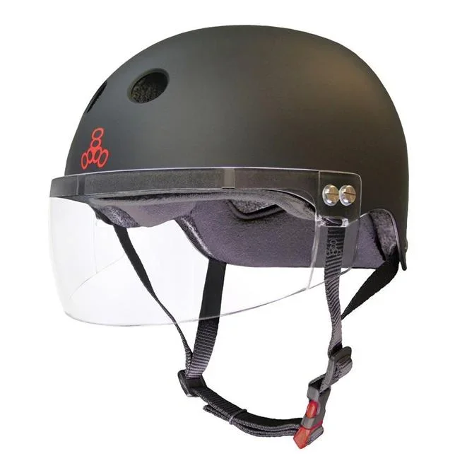 Triple 8 THE Visor Certified Sweatsaver Skate Helmet Black Rubber