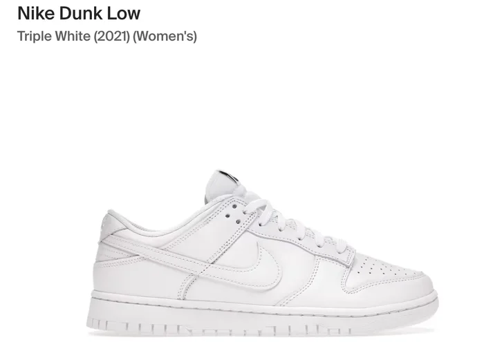 Triple White Dunk Low – 9w – Custom Order – Invoice 1 of 2