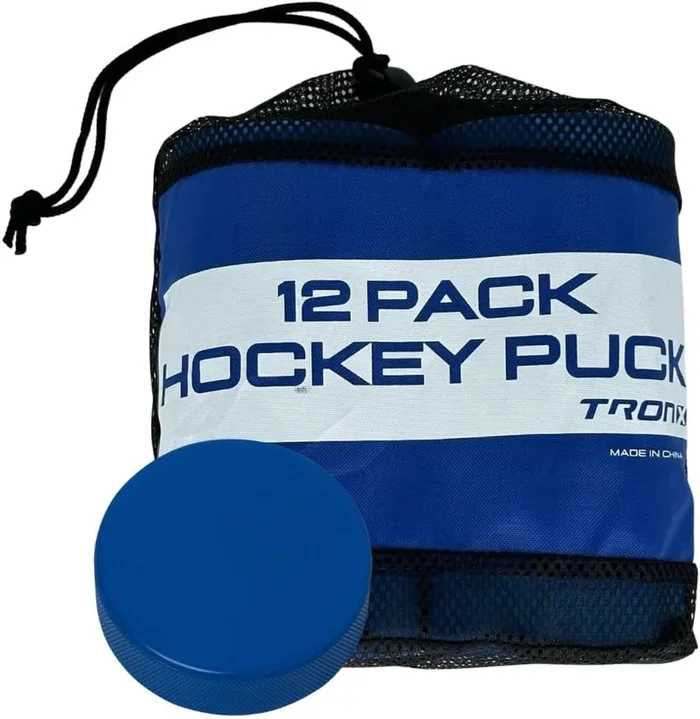TronX Youth Mite Blue 4oz Ice Hockey Pucks – 12 Pack