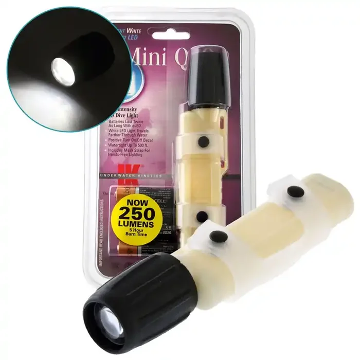Underwater Kinetics Mini Q40 eLED Dive Torch with Mask Strap 250lm Glow