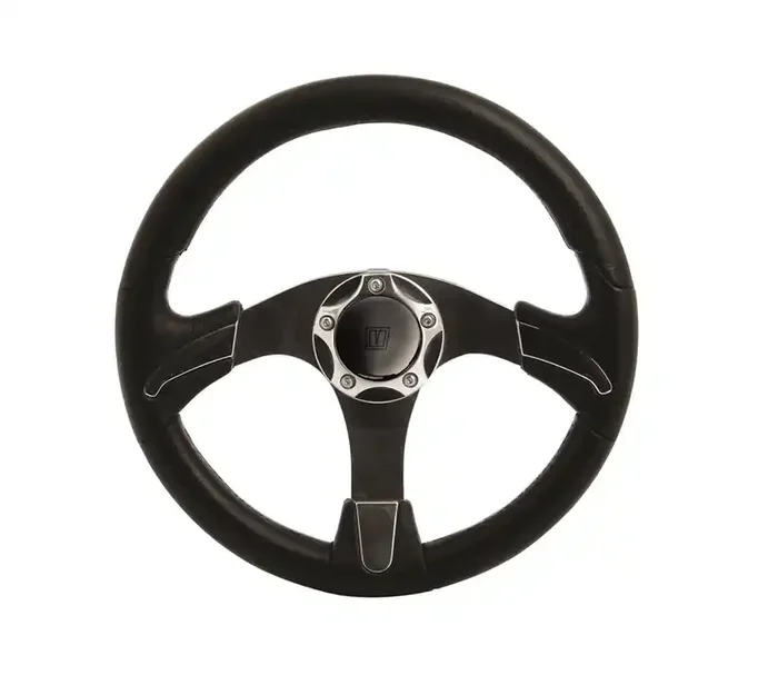 VETUS Noctis Steering Wheel Black with Chrome Inserts 350mm
