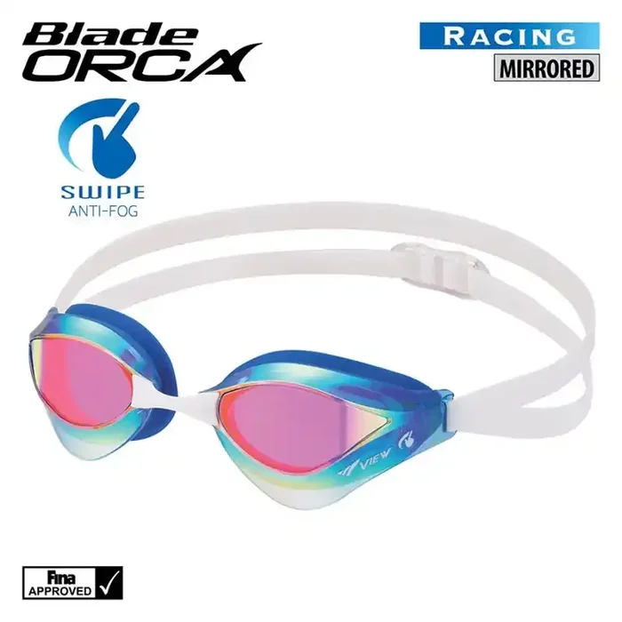 View Swipe Blade Orca Mirrored Goggles Blue