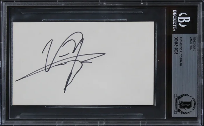Vince Neil Motley Crue Authentic Signed 3×5 Index Card Autographed BAS Slabbed