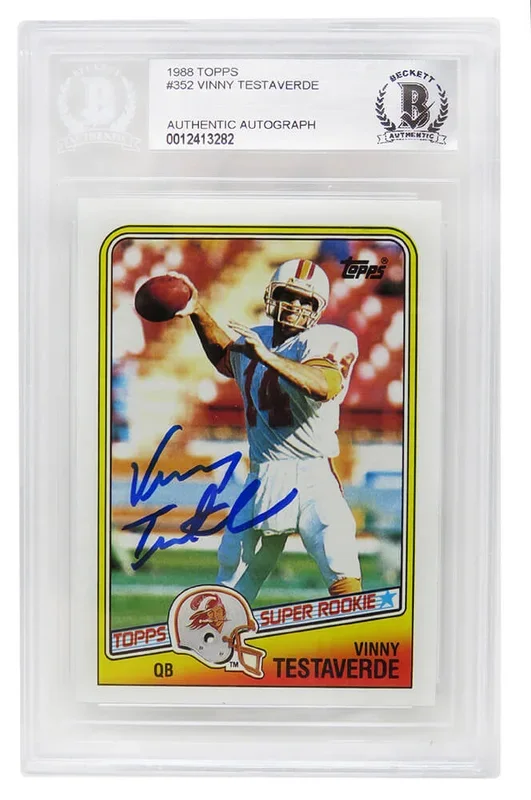 Vinny Testaverde Signed Buccaneers 1988 Topps Rookie Card #352 – (Beckett Encapsulated)