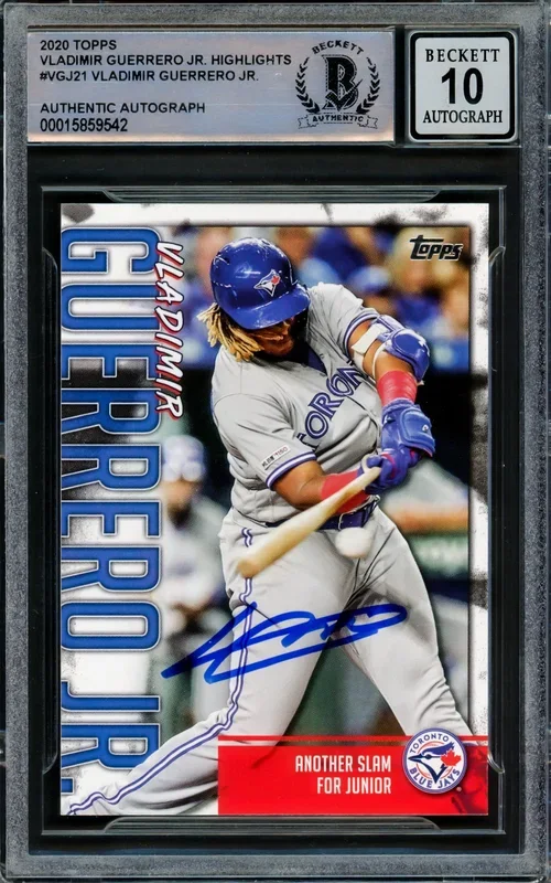 Vladimir Guerrero Jr. Autographed 2020 Topps Highlights Card #VGJ-21 Toronto Blue Jays Auto Grade Gem Mint 10 Beckett BAS #15859542
