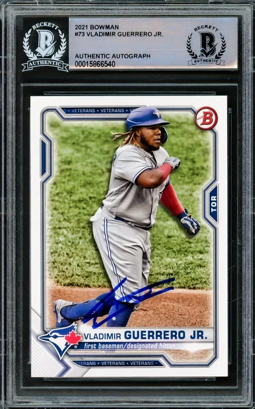 Vladimir Guerrero Jr. Autographed 2021 Bowman Card #73 Toronto Blue Jays Beckett BAS #15866540