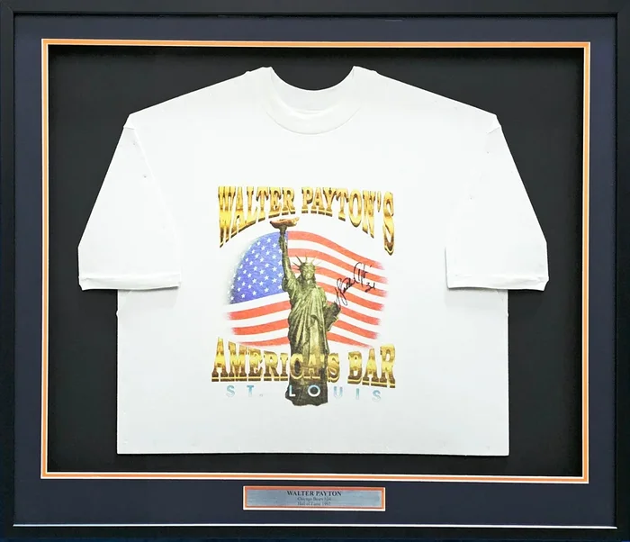 Walter Payton Autographed Framed White T-Shirt Chicago Bears “34” JSA #CC88893