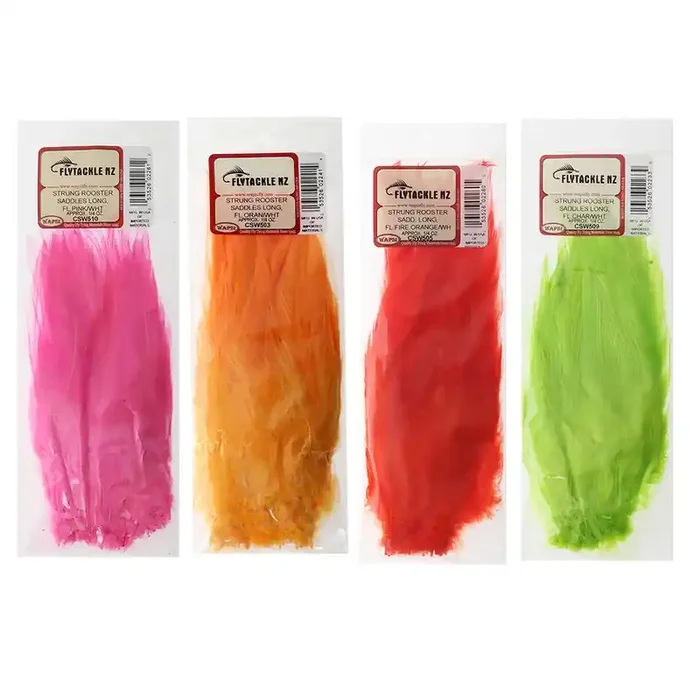 Wapsi Strung Rooster Saddle Hackle Fluoro