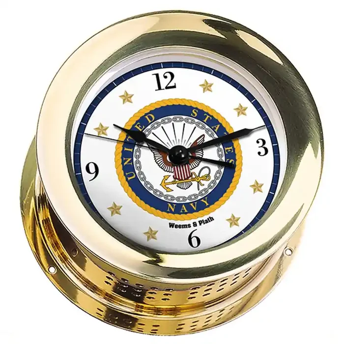 Weems & Plath U.S. Navy Atlantis Quartz Ships Bell Clock 7 Emblem