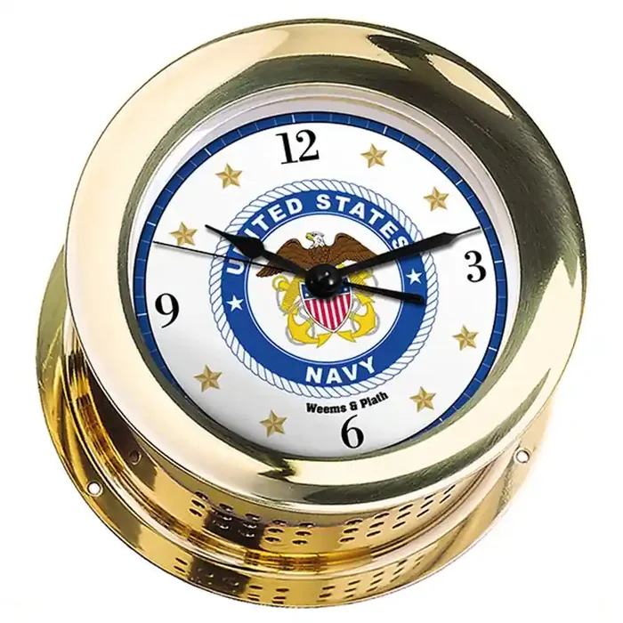 Weems & Plath U.S. Navy Atlantis Quartz Ships Bell Clock 8 Emblem
