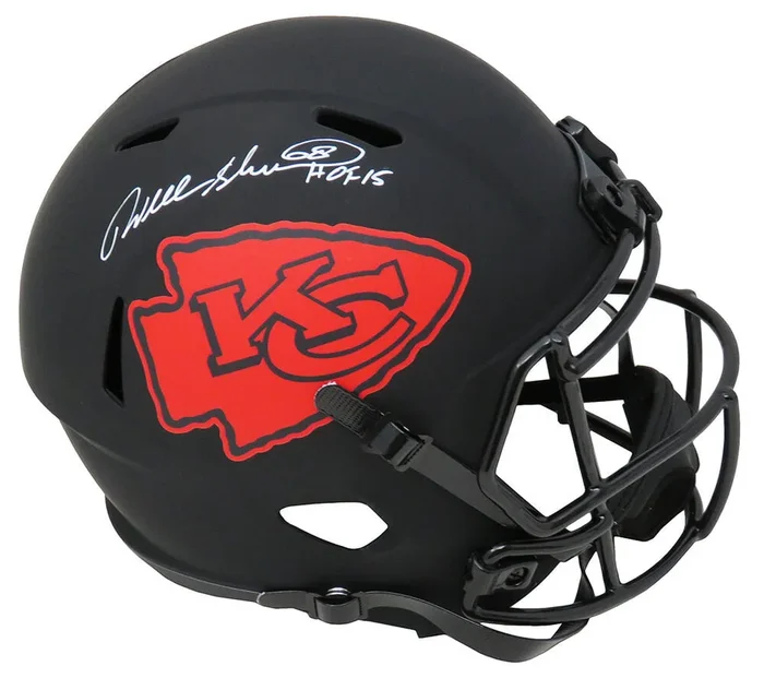 Will Shields Signed Kansas City Chiefs Eclipse Black Matte Riddell Full Size Speed Replica Helmet w/HOF’15