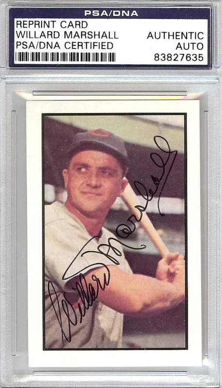 Willard Marshall Autographed 1953 Bowman Reprint Card #58 Cincinnati Reds PSA/DNA #83827635