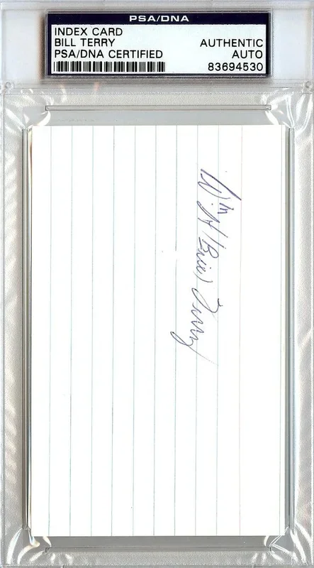 William Bill Terry Autographed 3×5 Index Card New York Giants PSA/DNA #83694530
