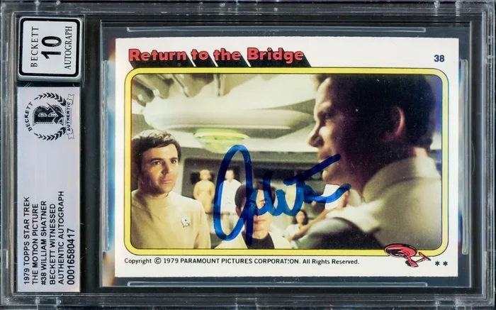 William Shatner Autographed 1979 Topps The Motion Picture Card #38 Star Trek Captain Kirk Auto Grade Gem Mint 10 Beckett BAS #16580417