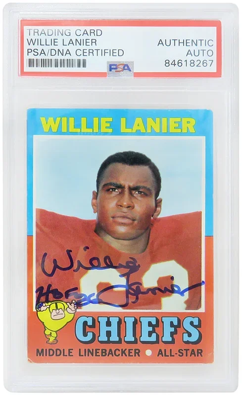 Willie Lanier Signed Kansas City Chiefs 1971 Topps Football Rookie Card #114 w/HOF’86 (PSA Encapsulated)