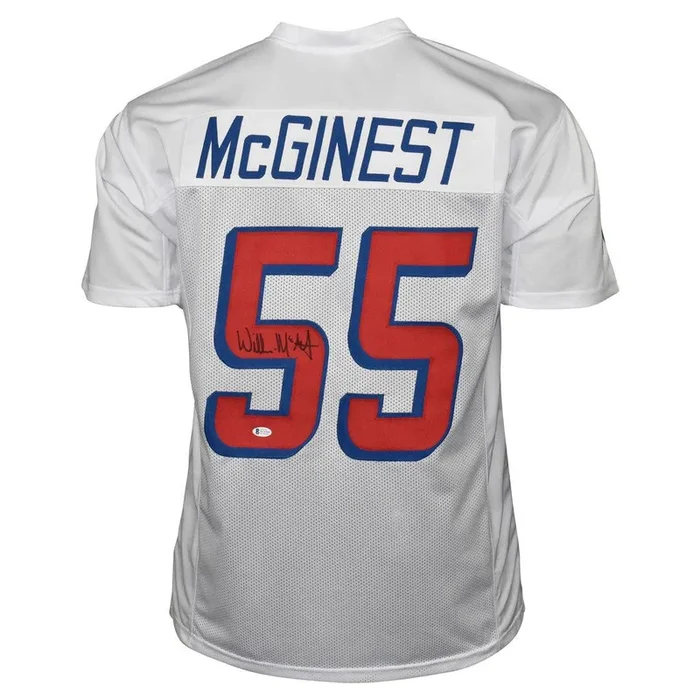 Willie McGinest Signed New England Pro White Football Jersey (Beckett)