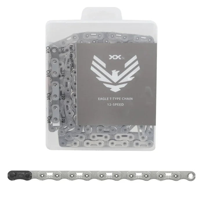XX SL Eagle T-Type Flattop Chain – 12-Speed 126 Links Hollow Pin Includes PowerLock Connector PVD Coated Silver