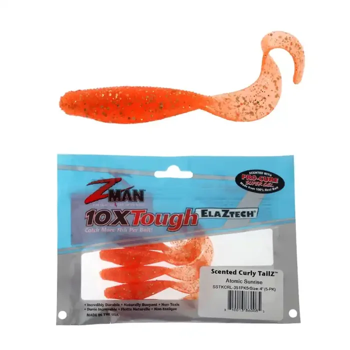 Z-Man Scented Curly TailZ Soft Bait 10cm Qty 5 Atomic Sunrise